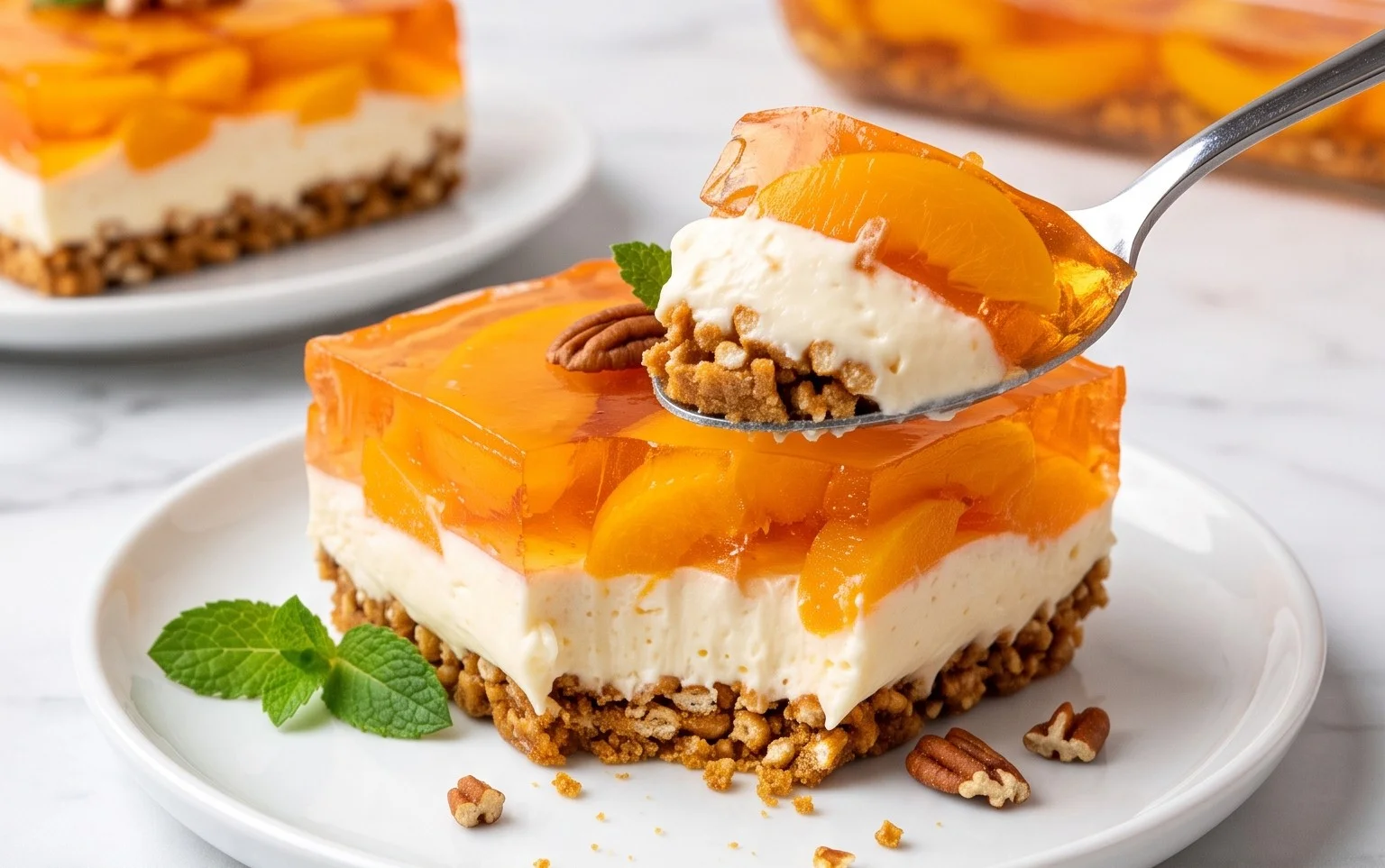 Peach Pretzel Salad Dessert