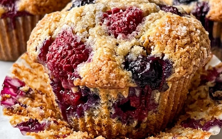 Bakery Style Mixed Berry Muffins | with Frozen Berries