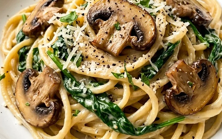 Parmesan Spinach Mushroom Pasta Skillet