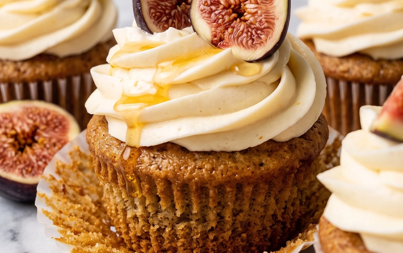 Fig Cupcakes with Honey Cream Cheese Frosting