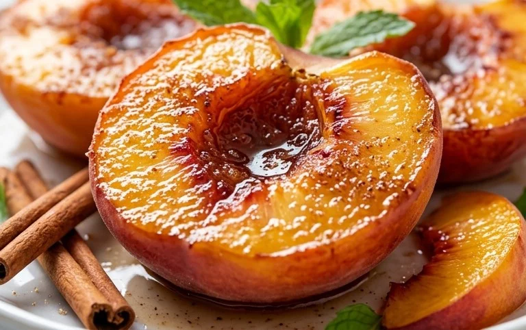 Cinnamon Sugar Baked Peaches