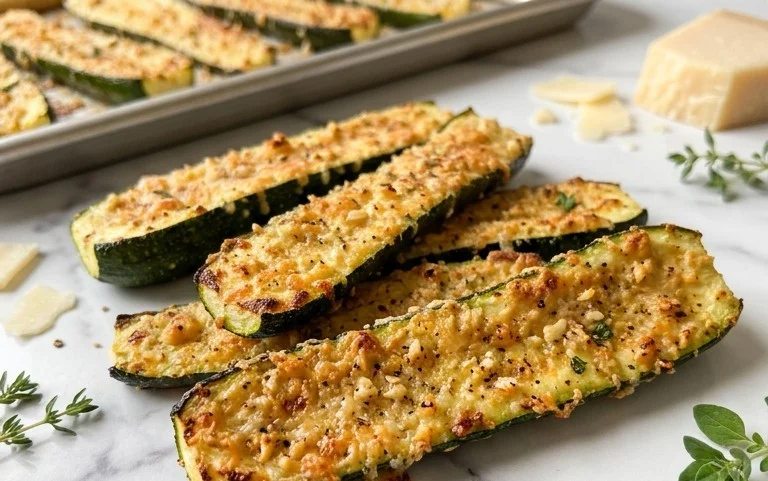Irresistibly Crunchy Garlic Parmesan Roasted Zucchini