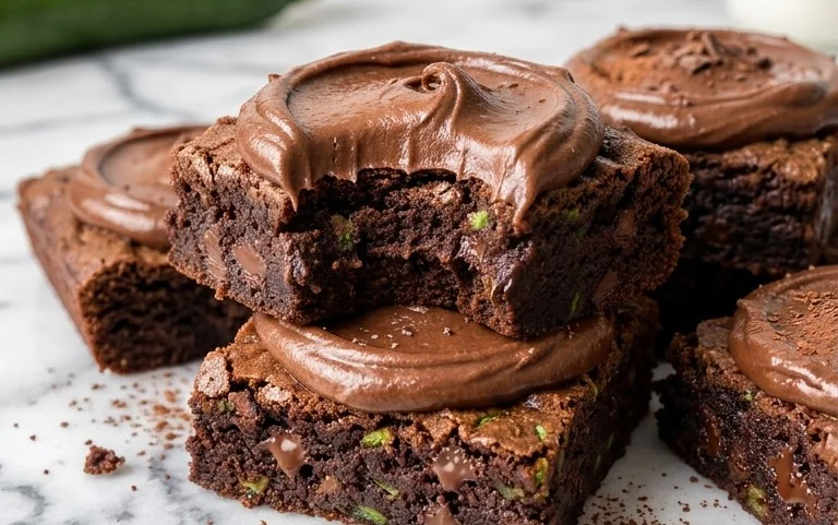 Zucchini Brownies with 1 minute Frosting!