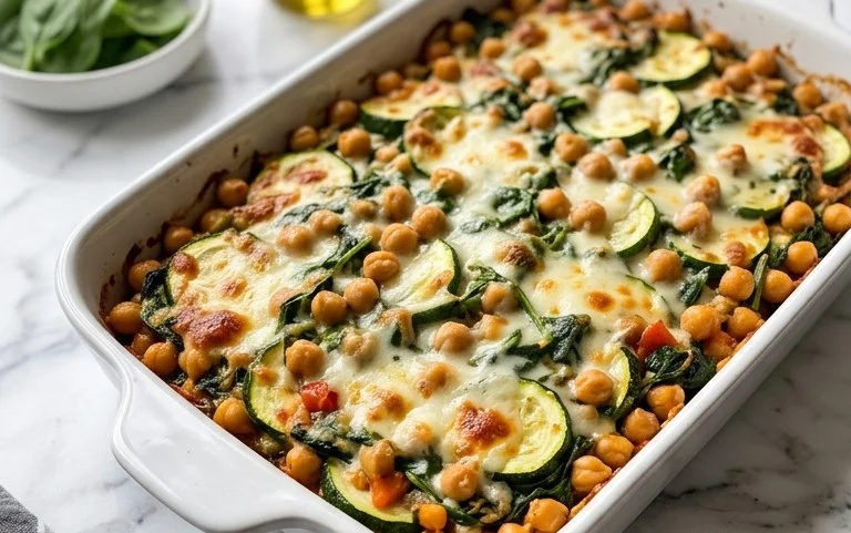 Spinach Zucchini Chickpea Bake